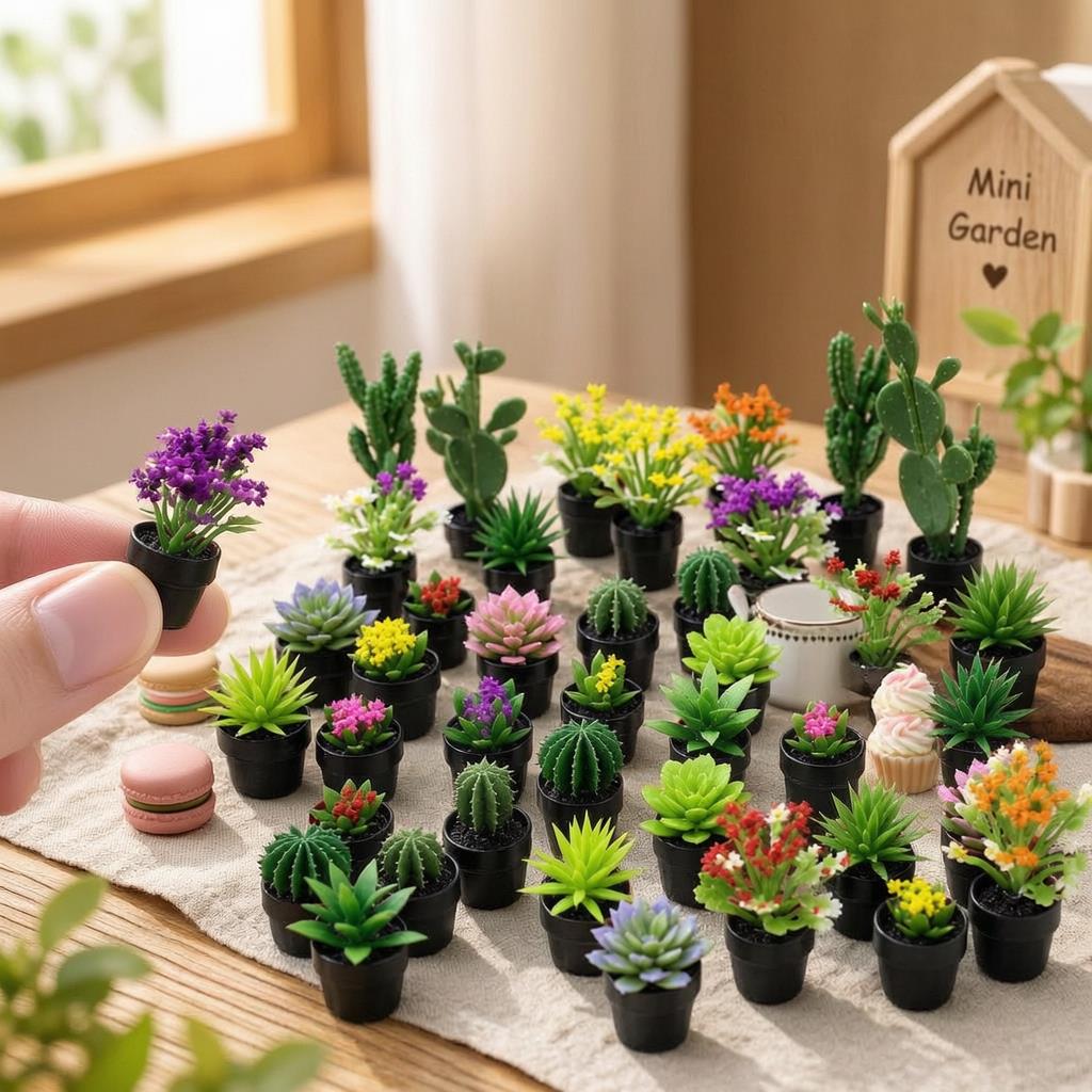 8Pcs Miniature Plastic Potted  - Echeveria Succulent 评论和价格